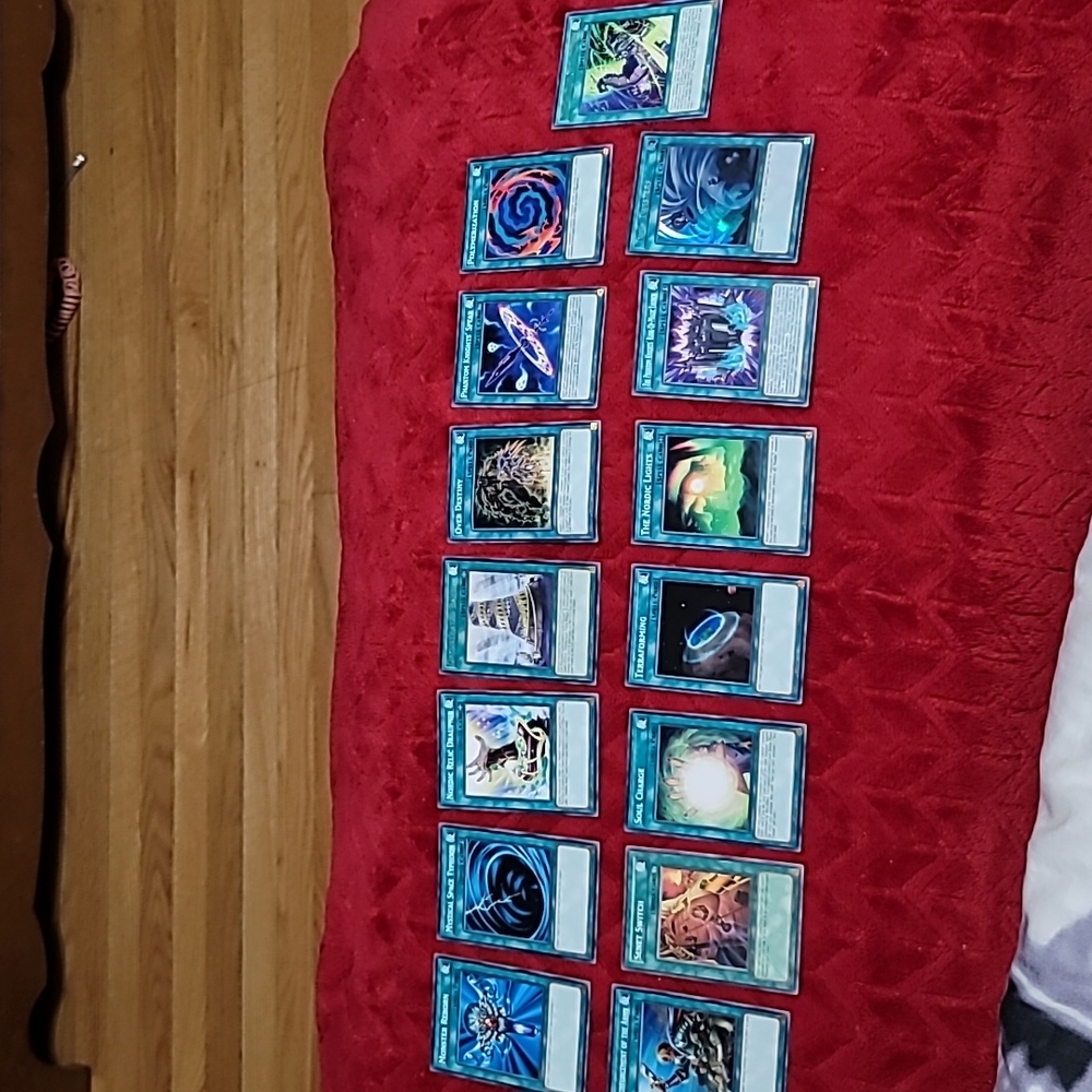 Set of 15 Yu Gi Oh Trading Spell Cards (Green Border Monsters to V)